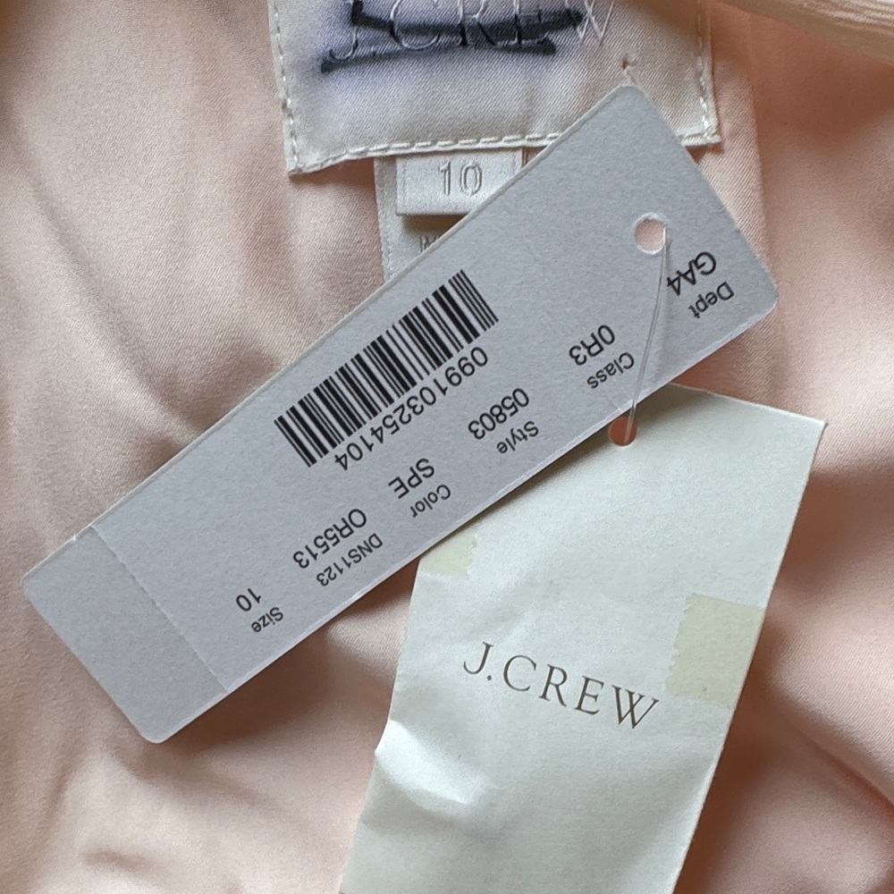 J. Crew Megan Dress 10 $365 NWT Silk Chiffon Soft Peach - Picture 3 of 6